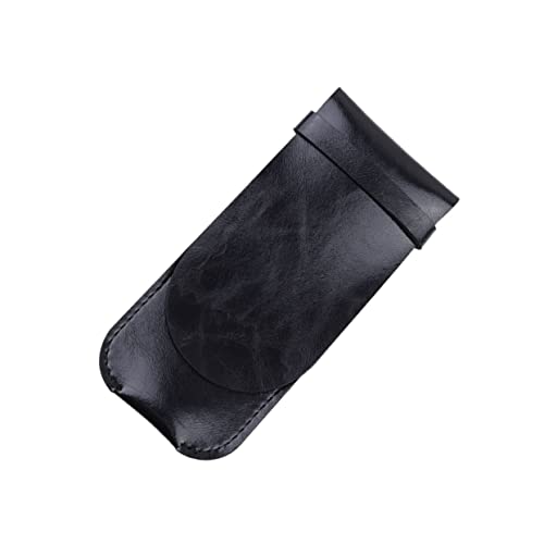 DIKACA Leder Stifteetui Schwarz Handgefertigte Vintage Federmappe mit Schutzhülle Praktische Pen Protective Sleeve für Büro Schule und Zuhause Perfektes für Studenten und Berufstätige von DIKACA
