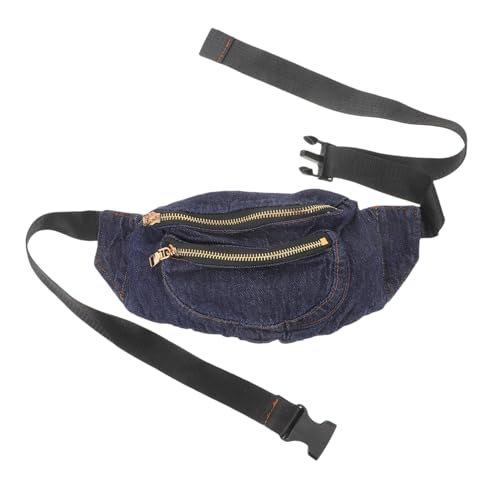 DIKACA Leichte Denim Hüfttasche Damen Verstellbar Elastisch Jeansstoff Crossbody Brusttasche Dunkelblau Robuste Gürteltasche Vielseitig für Alltag Reisen Sport von DIKACA