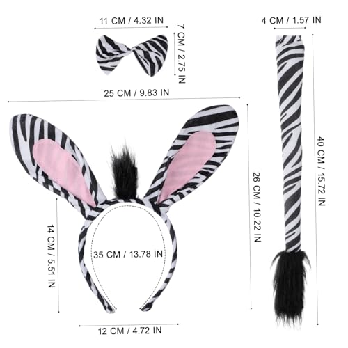 DIKACA Leichtes Zebra Cosplay Set mit Elastischem Stirnband und Fliege Bequemes Tierkostüm Zubehör für Mottopartys und Karneval Geeignet für Zebrafans von DIKACA