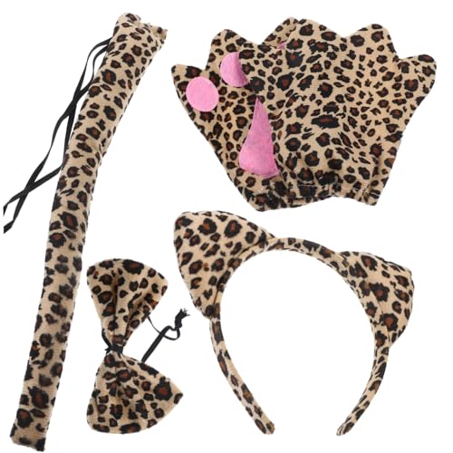 DIKACA Leoparden Tierkostüm mit Animal Ear Headband Teiliges Cosplay Accessoire für Erwachsene Fasching Halloween Karneval Kostüm Party Zubehör von DIKACA