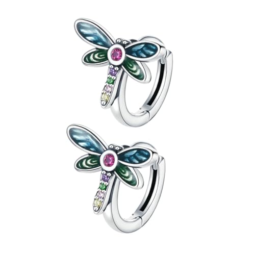 DIKACA Libellen Ohrstecker Damen Sterlingsilber Bunte Zirkonia Insekten Schmuck Modisches Accessoire für Mädchen Alltag Festival Geschenk von DIKACA