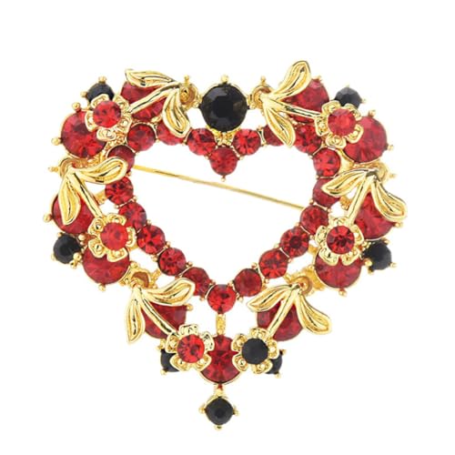 DIKACA Liebesherz Brosche Damen Schmuck mit Strasssteinen Dekorative Anstecknadel für Kleidung und Taschen Leichter Legierungsbrosche Modisches Accessoire für Frauen Rutschfester Schutz von DIKACA