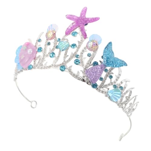 DIKACA Meerjungfrau Krone mit Strass und Seestern Robuster Legierung Leichter Braut Tiara Meeres-inspiriertes Design für Hochzeiten Partys Damen und Mädchen von DIKACA