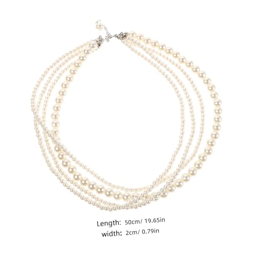 DIKACA Mehrlagige Damen Perlenkette Vintage Barock Stil Choker Imitationsperlen Halskette Elegant für Alltag Hochzeit Party Schmuck Geschenk von DIKACA