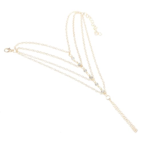 DIKACA Mehrlagiges Perlen fingerarmband mit Quasten Goldfarbene Handkette Schmuck für Damen Verstellbares Modeschmuck armband für Geburtstag Party und Alltag von DIKACA