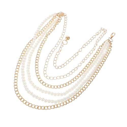 DIKACA Mehrschichtiger Verstellbarer Perlen Taillenkette Damen Elegant Metallgürtel Vielseitiges Design für Hochzeit Party Casual Outfits von DIKACA