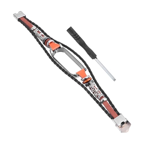 DIKACA Metal Bead Bracelet Armband Kompatibel mit Mi Band Retro DIY Ersatzband aus Metall und Kunstleder Verstellbares Ethno design für Damen und Herren von DIKACA