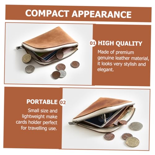 DIKACA Mini Geldbörse Herren aus Echtem Material Kompakt und Langlebig Robuster Reißverschluss Praktisches Kartenetui für Unterwegs Stilvoller Kartenhalter in Gelb braun Handliche von DIKACA