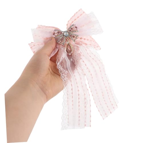 DIKACA Minimalistische Spitzen schleifen brosche Rosa Süße Anstecknadel mit Filigraner Handwerkskunst Elegantes Damen accessoire für Blusen Hemden und Festliche Kleidung von DIKACA