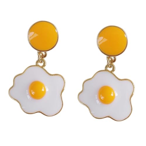 DIKACA Modische Damen Ohrhänger mit Perle und Kreativem Spiegelei design Leichte Ohrpendel für Alltag Party und Besondere Anlässe Auffälliger Ohrschmuck für Frauen und Mädchen von DIKACA