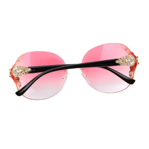 DIKACA Modische Damen Sonnenbrille mit Randlosem Kristalldesign Gold rosa Farbverlauf Leichte Partybrille und Strand accessoire für Stilbewusste Frauen DIKACA Modische Damen Sonnenbrille mit Randlosem Kristalldesign Gold rosa Farbverlauf Leichte Partybrille und Strand accessoire für Stilbewusste Frauen von DIKACA