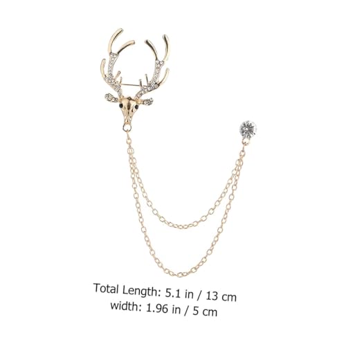 DIKACA Modische Herrenbrosche mit Strass und Elchmotiv Goldfarbene Ketten anstecknadel für Anzug Elegante Reversnadel für Festliche Anlässe und Geschenkidee von DIKACA