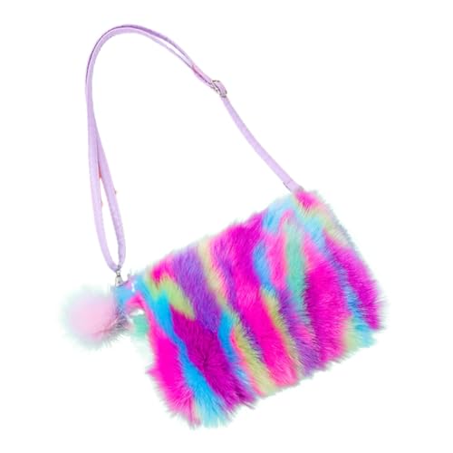 DIKACA Multifunktionale Plüsch Umhängetasche Mädchen Kleine Bunte Crossbody Schultertasche Tragbare Handtasche für Handy und Münzaufbewahrung Leicht Kompakt für Party und Alltag von DIKACA