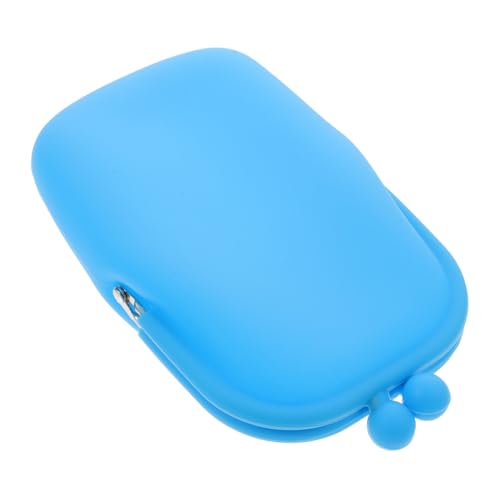 DIKACA Multifunktionale Silikon Geldbörse Damen Kurz Kleingeld Etui Robust Kleines Portemonnaie für Schlüssel Kosmetik Reise Shopping in Blau von DIKACA
