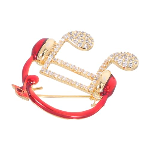 DIKACA Musiknoten Brosche mit Kopfhörer Mikro Zirkonia Verziert Modisches Schmuckstück Vielseitiges Accessoire für Anzüge Pullover Schals für Musikliebhaber von DIKACA