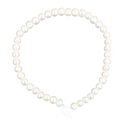 DIKACA Natürliche Weiße Süßwasserperlen Halskette mit Rippenstruktur Eleganter Perlenschmuck Damen Modische Perlenkette für Festliche Anlässe und Alltag von DIKACA