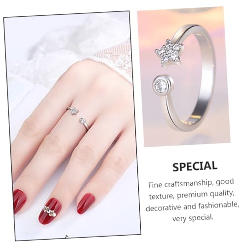 DIKACA Offener Stern Finger Ring Damen Modisch Dekorativer Verstellbarer Schmuck für Alltag und Party Hochwertige Verarbeitung Langlebig Komfortabel von DIKACA