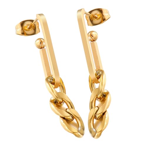 DIKACA Paperclip Chain Ohrringe Damen Metall Splicing Design Leicht Langlebig Modische Hängende Ohrhänger Für Alltag Stilbewusste Frauen von DIKACA