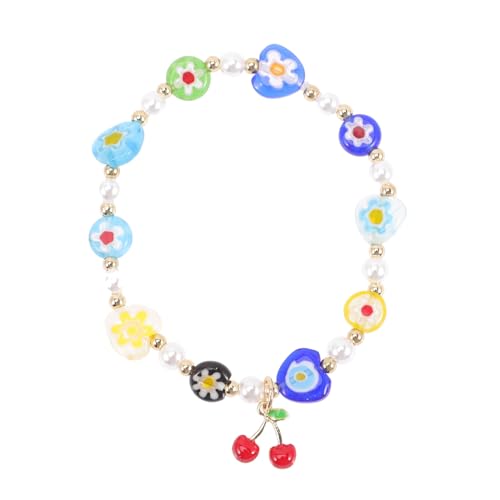 DIKACA Perlenarmband Mädchen Bezaubernd Beaded Cherry Bracelet Bunte Perlen Freundschaftsarmband Komfortabel Alltagsschmuck von DIKACA