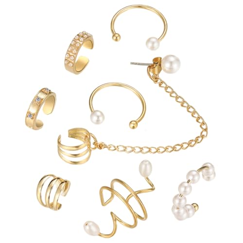 DIKACA Piercings Ohrclips mit Perlen Modische Ohrklemme für Damen Einfach Anzulegen Stilvolles Schmuckset Elegantes Accessoire für Partys Hochzeiten Geschenkidee von DIKACA