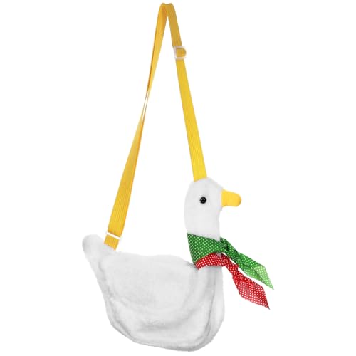 DIKACA Plüsch Rucksack Ente Weiß Cartoon Schultertasche Damen Mädchen Verstellbar Leichtgewichtiger Kinderrucksack Freizeit Outdoor Tasche von DIKACA