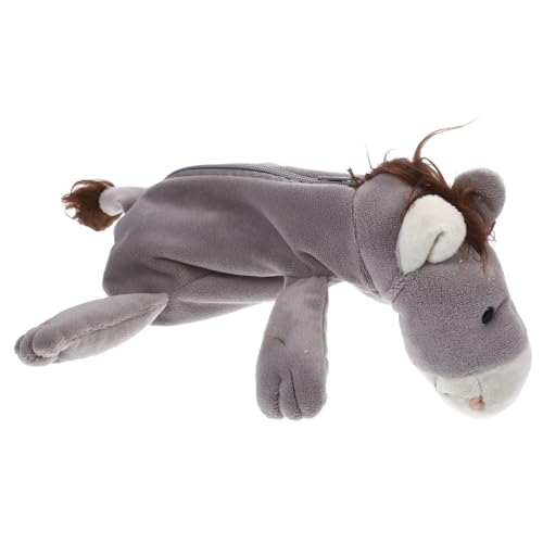 DIKACA Plüsch Tierkopf Federmäppchen mit Reißverschluss Kuscheliges Federmäppchen für Jungen und Mädchen Großes Kapazität Mäppchen für Stifte Radiergummi und Schulbedarf Leicht und Weich von DIKACA