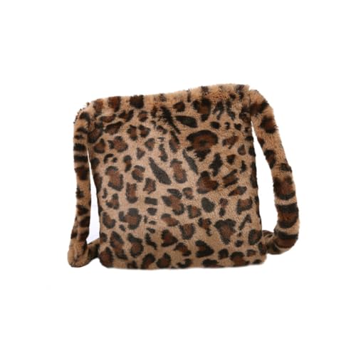 DIKACA Plüsch Umhängetasche Damen Leopard Muster Große Kapazität Modische Schultertasche Crossbody Vielseitig Passend für Alltag Party Strand Geschenk von DIKACA