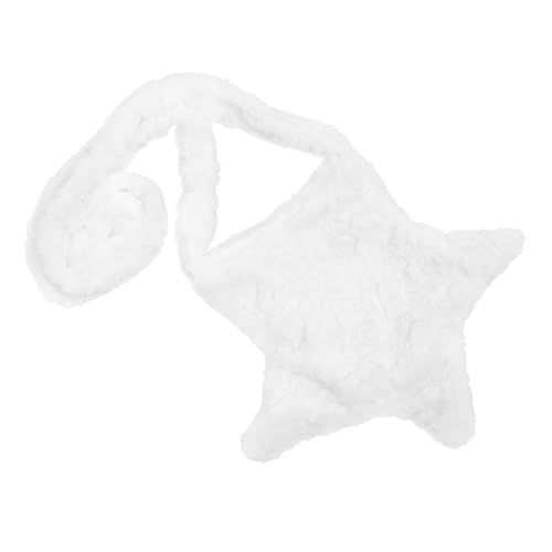 DIKACA Plüsch Umhängetasche Damen Sternförmig Kuschelig Verstellbar Schultertasche Mädchen Crossbody Bag Süße Handtasche Weiß Viel Stauraum Alltag Party von DIKACA