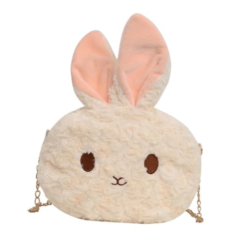 DIKACA Plüsch Umhängetasche mit Weichem Kaninchenmotiv Leichter Dünner Crossbody Bag für Mädchen mit Reißverschluss Modische Kleine Schultertasche für Alltag und Ausflug von DIKACA