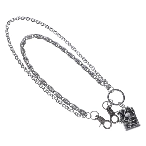 DIKACA Punk Metall Hosenkette für Männer Doppel-layer Totenkopf Biker Hose Gürtelkette Hip Hop Accessoire Vintage Stil für Festivals und Partys von DIKACA