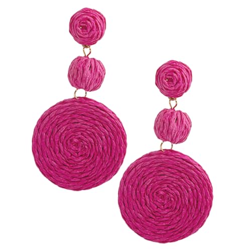 DIKACA Raffia Ohrringe Damen Statement Tropfen Design Leicht Sommer Strand Schmuck Urlaub Boho Stil von DIKACA