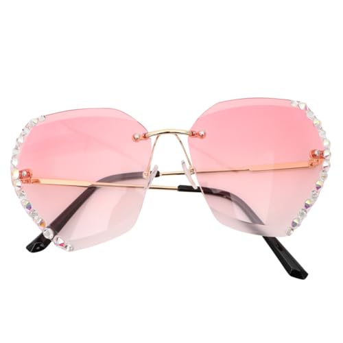 DIKACA Randlose Damen Partybrille mit Glitzersteinen Modische Leichte Sonnenbrille für Outdoor und Fest Kreative Stilvolle Uv-schutz Brille mit Goldenem Doppel-design DIKACA Randlose Damen Partybrille mit Glitzersteinen Modische Leichte Sonnenbrille für Outdoor und Fest Kreative Stilvolle Uv-schutz Brille mit Goldenem Doppel-design von DIKACA