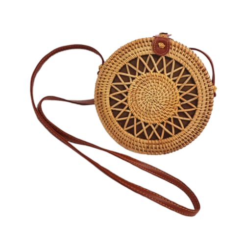 DIKACA Rattan Geflochtene Umhängetasche Damen Crossbody Bag Schultertasche mit Strawberry Design Leichte Handtasche für Alltag Shopping Freizeit und Partys von DIKACA
