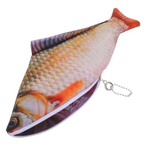 DIKACA Realistisches Fischform Etui mit Reißverschluss Multifunktionales Federmäppchen für Teenager Mädchen Großzügiges Stiftetui als Make up Tasche und Münzbeutel Wasserfester Organizer von DIKACA