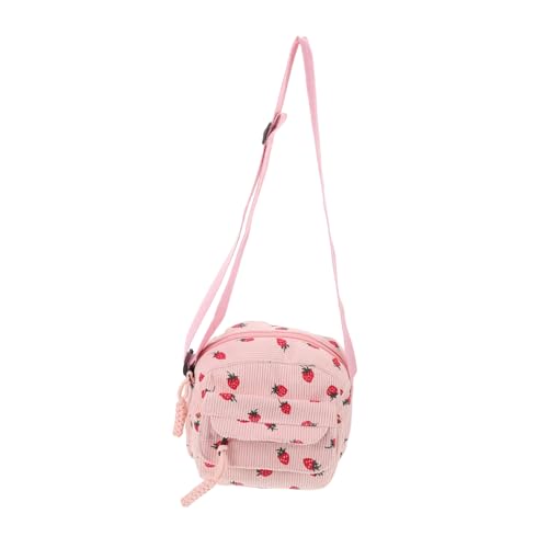 DIKACA Retro Corduroy Strawberry Crossbody Bag Leichtes Mini Schultertasche Für Frauen Mädchen Sommer Reise Süße Handtasche Robust Und Stylisch von DIKACA