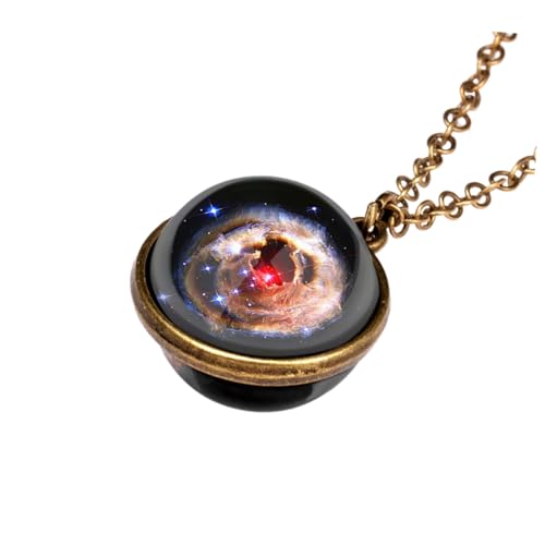 DIKACA Retro Universe Sternenhimmel Halskette Damen Herren Edelstahl Anhänger Leuchtend Vielseitig Für Alltag Party Reise von DIKACA