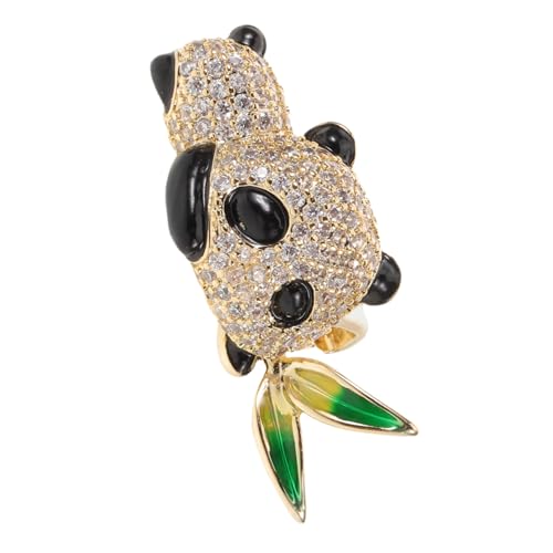 DIKACA Rhinestone Panda Brosche mit Bambusblatt Schimmernder Strass-anstecker Leichter Schmuck für Pullover Hemd Jacke und Rucksack Niedliche Tier-lapel-pin Dekoration von DIKACA