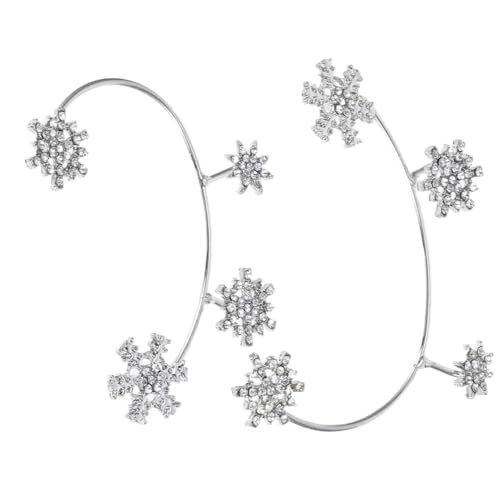 DIKACA Rhinestone Schneeflocken Ohr Manschetten Ohrclips ohne Piercing Funkelndes Strass Damen Ohrschmuck für Weihnachten Hochzeit Party von DIKACA
