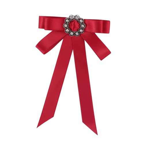 DIKACA Rote Brosche mit Schleife aus Legierung und Strasssteinen Leichte Anstecknadel im Vintage stil für Damen Dekorative Schmucknadel für Kleidung und Schals Langlebiges Accessoire von DIKACA