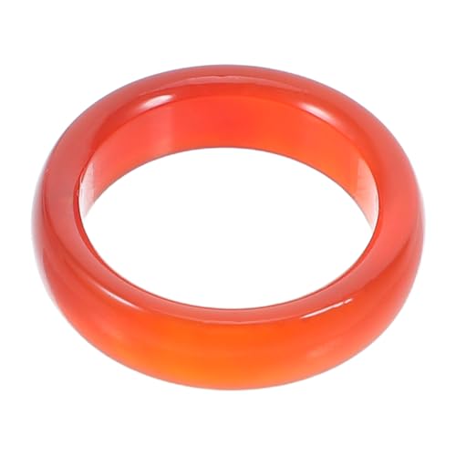 DIKACA Roter Karneol Ring Damen Schmuck Agate Edelstein Bandring Eleganter Fingerring Innendurchmesser Modisches Accessoire für Alltag und Events von DIKACA