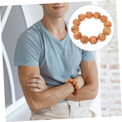 DIKACA Sandelholz Gebetskette Armband mit Geschnitztem Drachenmuster Handgefertigtes Holzperlenarmband für Damen und Herren Buddhistisches Schmuckstück für Alltag Büro und Besondere von DIKACA