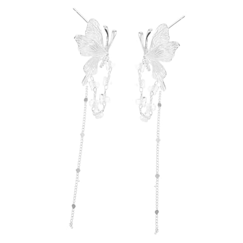 DIKACA Schmetterling Ohrstecker mit Zarten Fransen Lange Statement Ohrhänger Eleganter Schmuck für Damen Passend zu Party Hochzeit Festlichen Anlässen von DIKACA