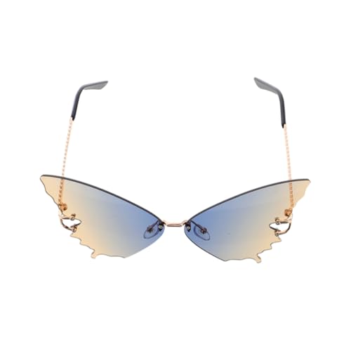 DIKACA Schmetterlings Sonnenbrille Damen Großrahmig Gradient Blau Leicht Für Strand Reisen Outdoor Leicht Tragbar Modisch von DIKACA