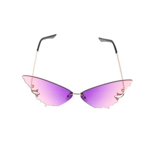 DIKACA Schmetterlings Sonnenbrille Großer Rahmen Uv Schutz Modisch Leicht für Damen Herren Party Strand Geeignet Rahmen Sonnenbrille Trendiger Farbverlauf Violett von DIKACA