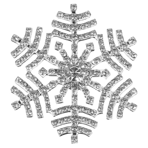 DIKACA Schneeflocken Brosche aus Legierung mit funkelneden Strasssteinen Sicherheitsnadel Anstecknadel für Bekleidung Dekorativer silberner Schmuck für Kleidung und Hüte von DIKACA