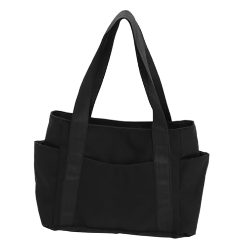 DIKACA Schwarze Damen Shopping Bag aus Strapazierfähigem Nylon Große Kapazität Vielseitige Tragetasche für Alltag Reisen Schule und Freizeit Robust Genäht und Leicht zu Reinigen von DIKACA
