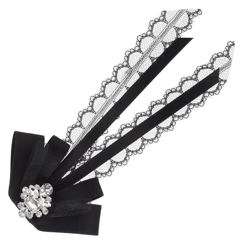 DIKACA Schwarze Spitzen brosche Schleifen anstecknadel für Damen Leichte Langlebige Krawattenbrosche Geeignet für Blusen Anzüge Mäntel Modisches Kleidungszubehör und Geschenkidee von DIKACA