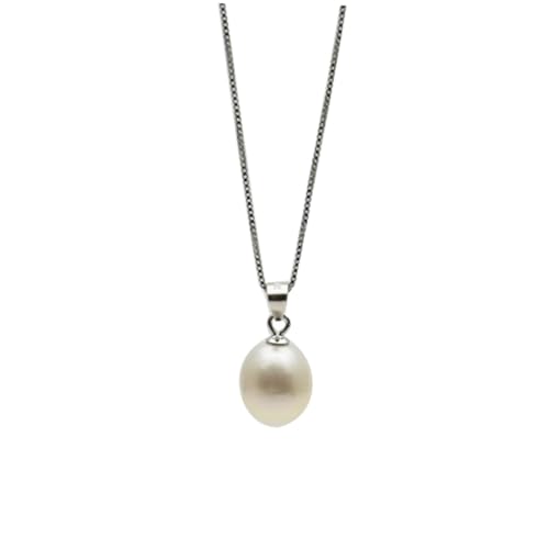 DIKACA Silber Damen Perlenhalskette mit Natürlichem Süßwasser perlenanhänger Schlichte Clavicle Chain Modische und Stilvolle Halskette für Alltag und Besondere Anlässe von DIKACA