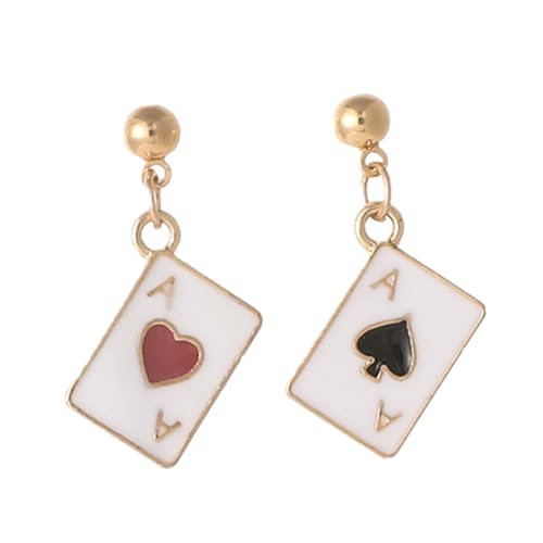 DIKACA Silber Poker Ohrstecker Damen Kreative Spielkarten Ohrhänger Hypoallergen Leicht Tragbar Modischer Ohrschmuck Geschenkidee Alltagsschmuck von DIKACA