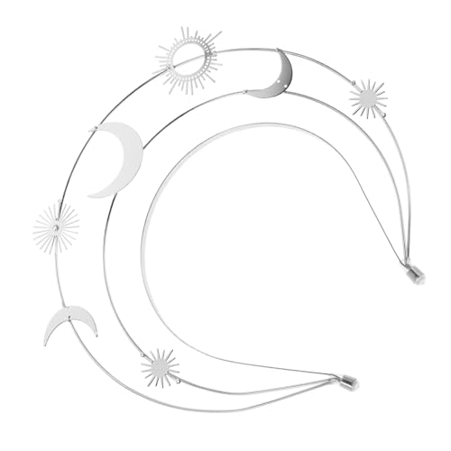 DIKACA Silberne Stern-mond Haarreif mit Dreilagigem Handgefertigtem Design Leichter Göttinnen Tiara für Braut und Party Romantischer Kopfschmuck für Geburtstage und Festliche Anlässe von DIKACA